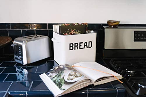 Creative Co-Op Distressed WhiteBREAD Box with Lid Renewed
