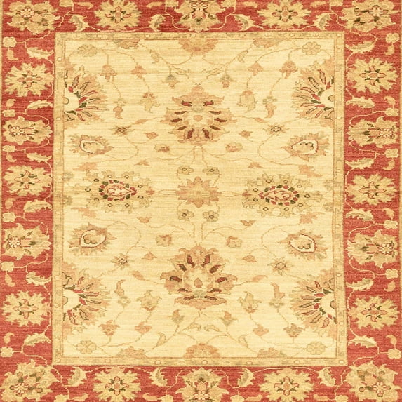 Ahgly Company Indoor Square Abstract Orange Oriental Area Rugs, 5' Square