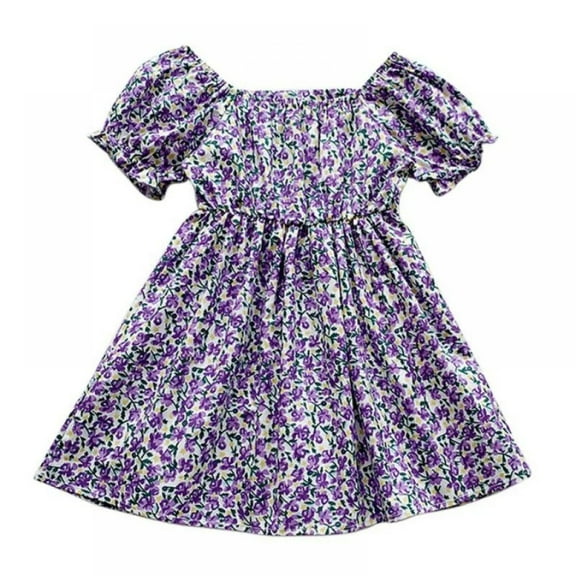 XBASW 1-8T Girls Casual Dresses for Toddler Kids Pullover Dot Print Dress Summer Short Sleeve Sundress for Baby Girls