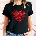 thumbnail image 2 of mihongmao Valentine Short Sleeve Tops for Women Short-sleeved Crew-neck Pullover Casual Valentine's Day Black 3X, 2 of 7