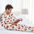 thumbnail image 6 of Salouo Hand Drawn Watermelon Print Button-Front Long Sleeve Pajama Set for Men, Soft 2Pjs Men's Long Sleeve Sleepwear-Large, 6 of 7