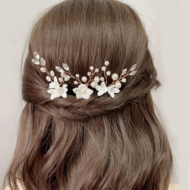 Versatile U-shape Hair Stick With White Pearl Decor Headdress