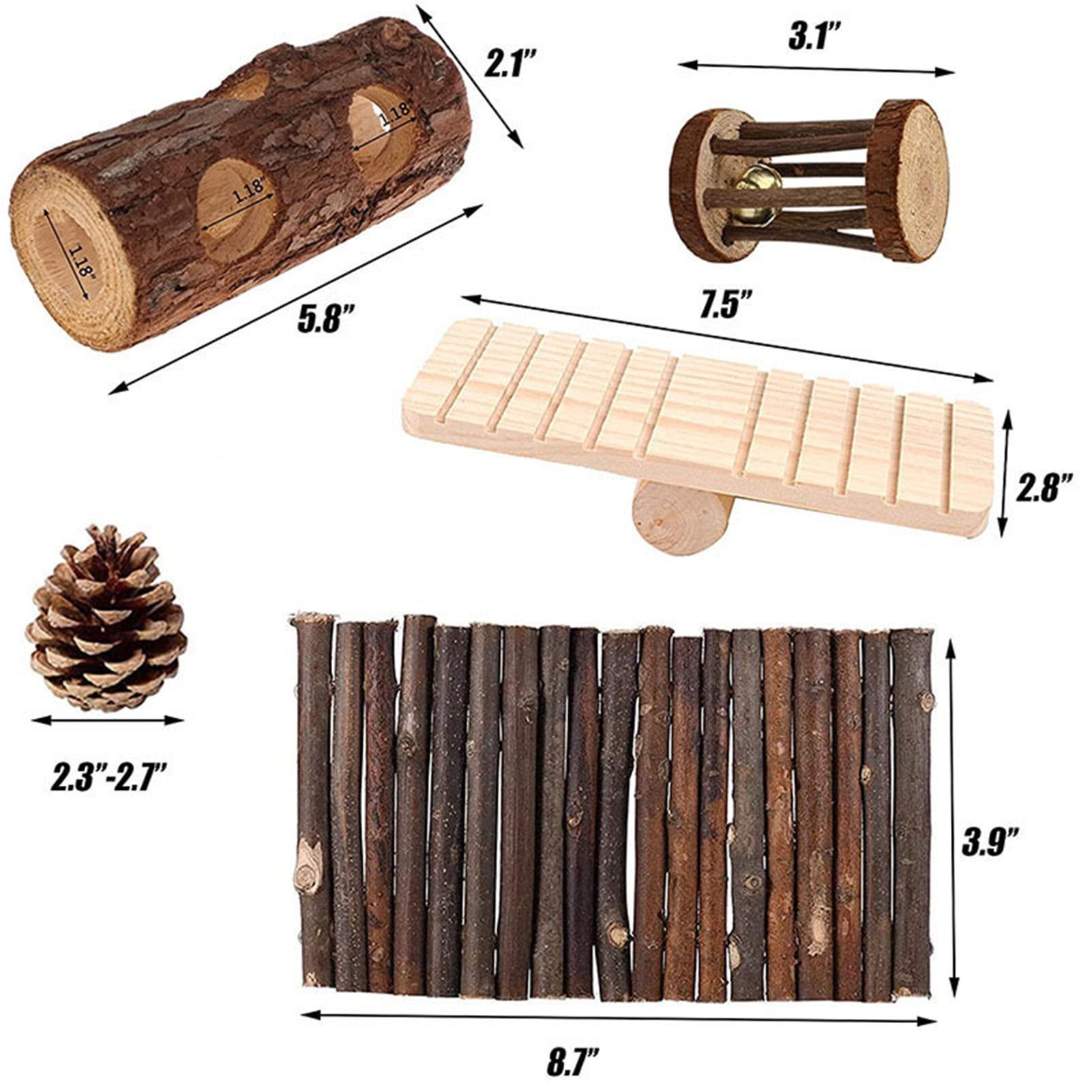DOPI 7Pcs/Set Molar Toy Long Lifespan Relieve Anxiety Wood Hamster Chew Toy Set for Chinchillas
