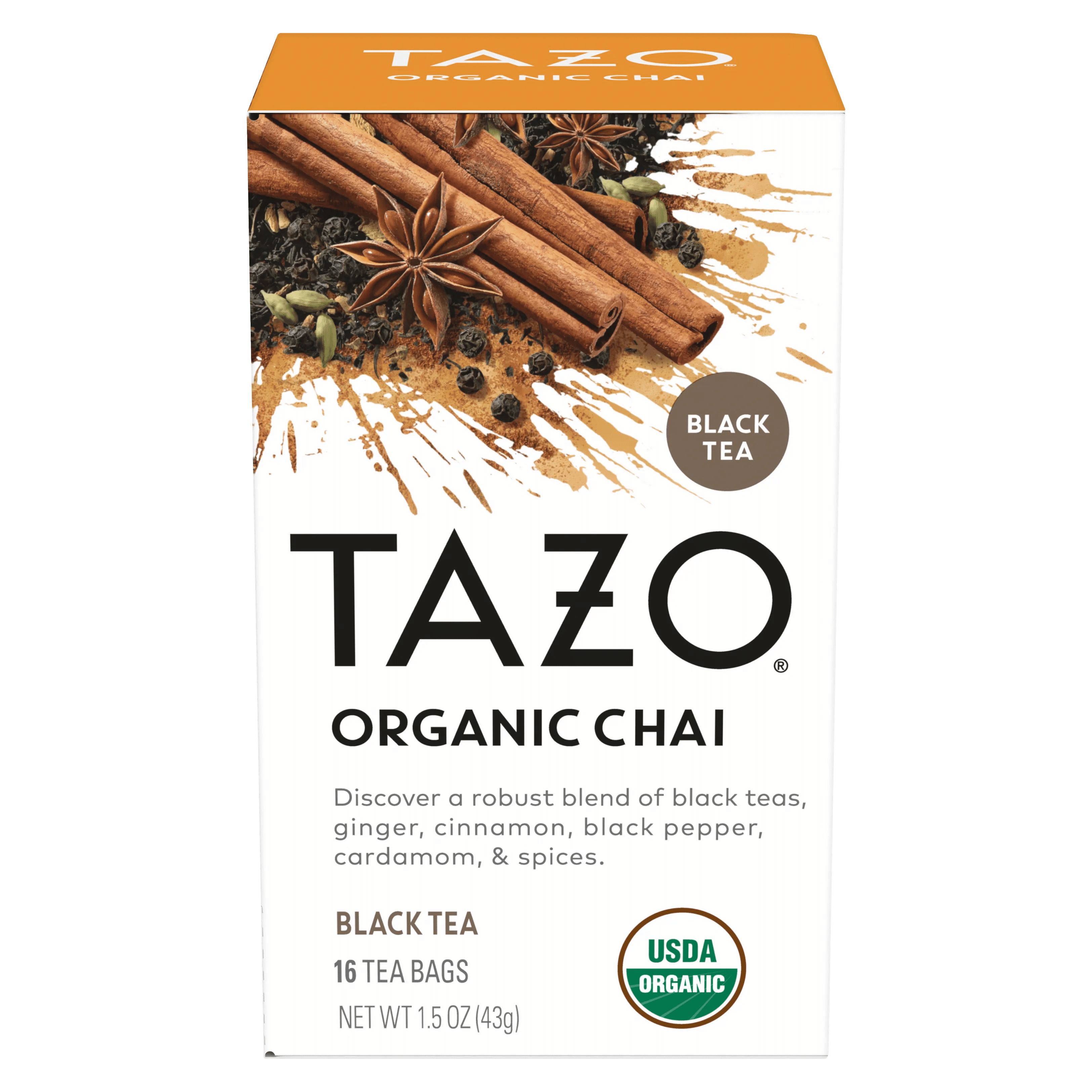 (4 pack) TAZO Organic Chai Black Tea Bags, 16ct