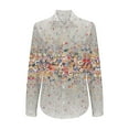 thumbnail image 4 of KALE V Neck Long Sleeve Shirts for Women Roll Up Down Blouses Tops Business Casual Tops Orange, 4 of 5