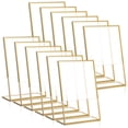 thumbnail image 1 of 12PCS Gold Frame Acrylic Sign Holder Wedding Table Number Holder Slanted Menu Double Sided Stand, 4X6Inch Vertical, 1 of 6