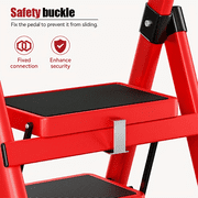 MAXVINI 3 Step Lightweight Folding Step Ladder Aluminum Step Stool with Widened Anti-Slip Strip Pedal Convenient Handgrip,Multi-use for Household and Office