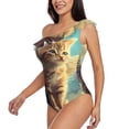 thumbnail image 5 of Daiia Sunshine Cloud Cute Cat Women's One Piece Swimsuits Personalized One Shoulder Swimwear Asymmetric Ruffle Bathing Suits-XX-Large, 5 of 8
