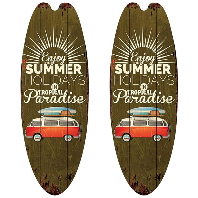 Surf Playa Decoraciones SurfSwift 2Pzas 16x45cm Madera Tabla de Surf.