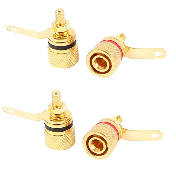 REGALWOVEN 4 x DIY Audio Speaker Binding Post 4mm Banana Plug Socket Adapter Red Black