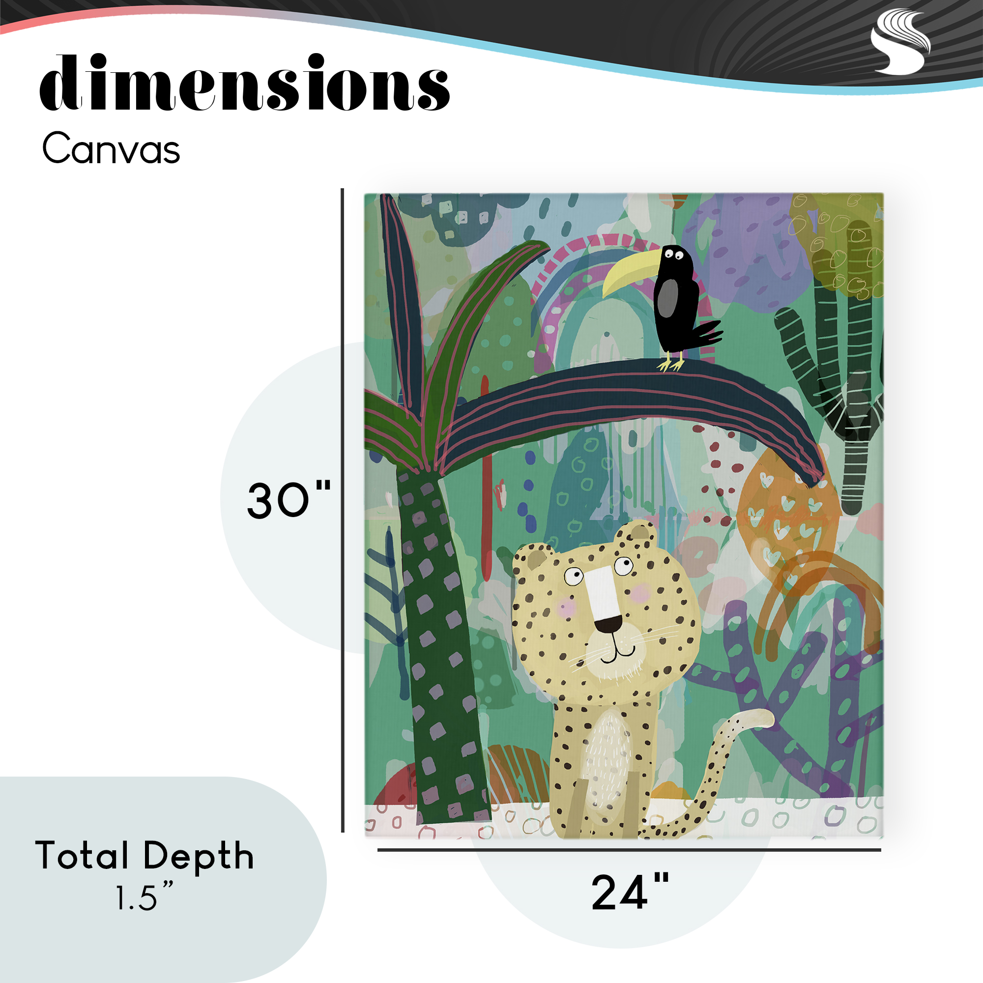 Jungle Cheetah & Toucan Canvas Wall Art, design by Carla Daly