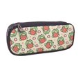 thumbnail image 2 of Picia Frog Hold Strawberry Pattern Large Capacity PU Leather Pencil Case Organizer Pen Marker Holder Double Zipper Storage Bag Big Pencil Pouch for College Office, 2 of 6