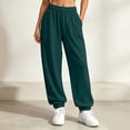 thumbnail image 2 of Jogger Pants for Women Casual High Waisted Baggy Sweatpants Solid Color Soft Track Pants with Pockets Green XL, 2 of 9