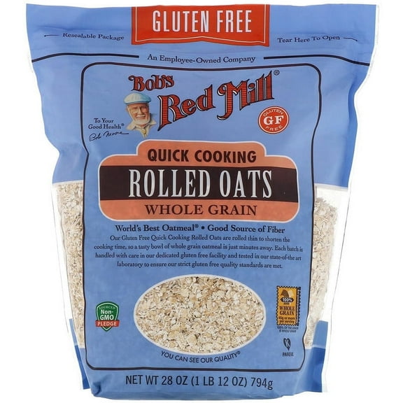 Bob's Red Mill Rolled Oats Gluten Free Quick Cooking 28 oz Pack of 2