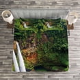 thumbnail image 3 of Ambesonne Landscape Quilted Bedspread Set 3 Pcs, Twin Waterfalls Hawai, Queen Size, Green, 3 of 3
