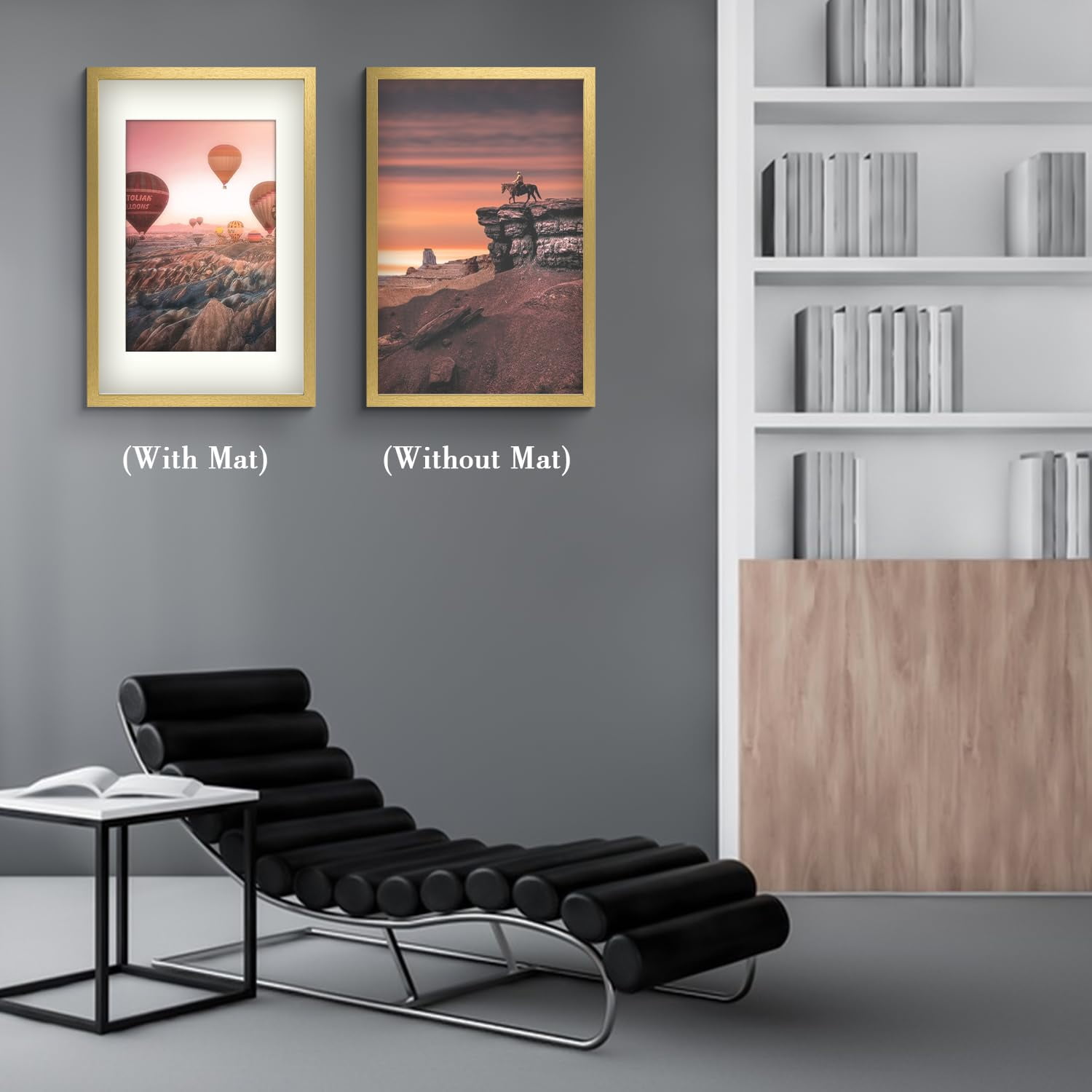 Golden State Art 16x24 Wall Display Picture Frame Matted to 12x18 with High Definition Glass, Gold, 1 Count