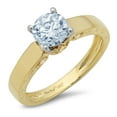 thumbnail image 3 of 1.06 ct Round Cut Natural Aquamarine Solitaire 14K Yellow/White Gold Womens Engagement Ring, 3 of 6