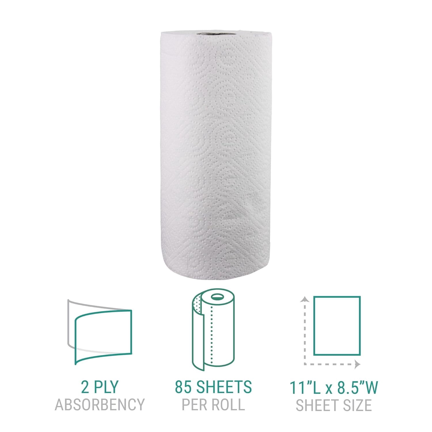 Windsoft Paper Towels, Bulk Pack of 30 Rolls, 85 Sheets Per Roll, Individually Wrapped, 2-Ply White Kitchen Towels, Embossed and For Enhanced Absorbency