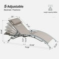 thumbnail image 5 of Outdoor Chaise Lounge Set Of 2 Patio Recliner Chairs with Adjustable Backrest and Removable Pillow for Indoor&Outdoor Beach Pool Sunbathing Lawn (Khaki,2 Lounge Chairs),Khaki Aluminium Garden Outdoor, 5 of 6
