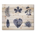 thumbnail image 3 of Designart 'Abstract Set Of Plant Leaves Blue' Traditional Print on Natural Pine Wood, 3 of 5