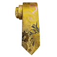 thumbnail image 4 of Black Gold Pink Men Wedding Neck Tie Silm Floral Silk Necktie Jacquard Pocket Square Cufflinks Sets Business Party, 4 of 5