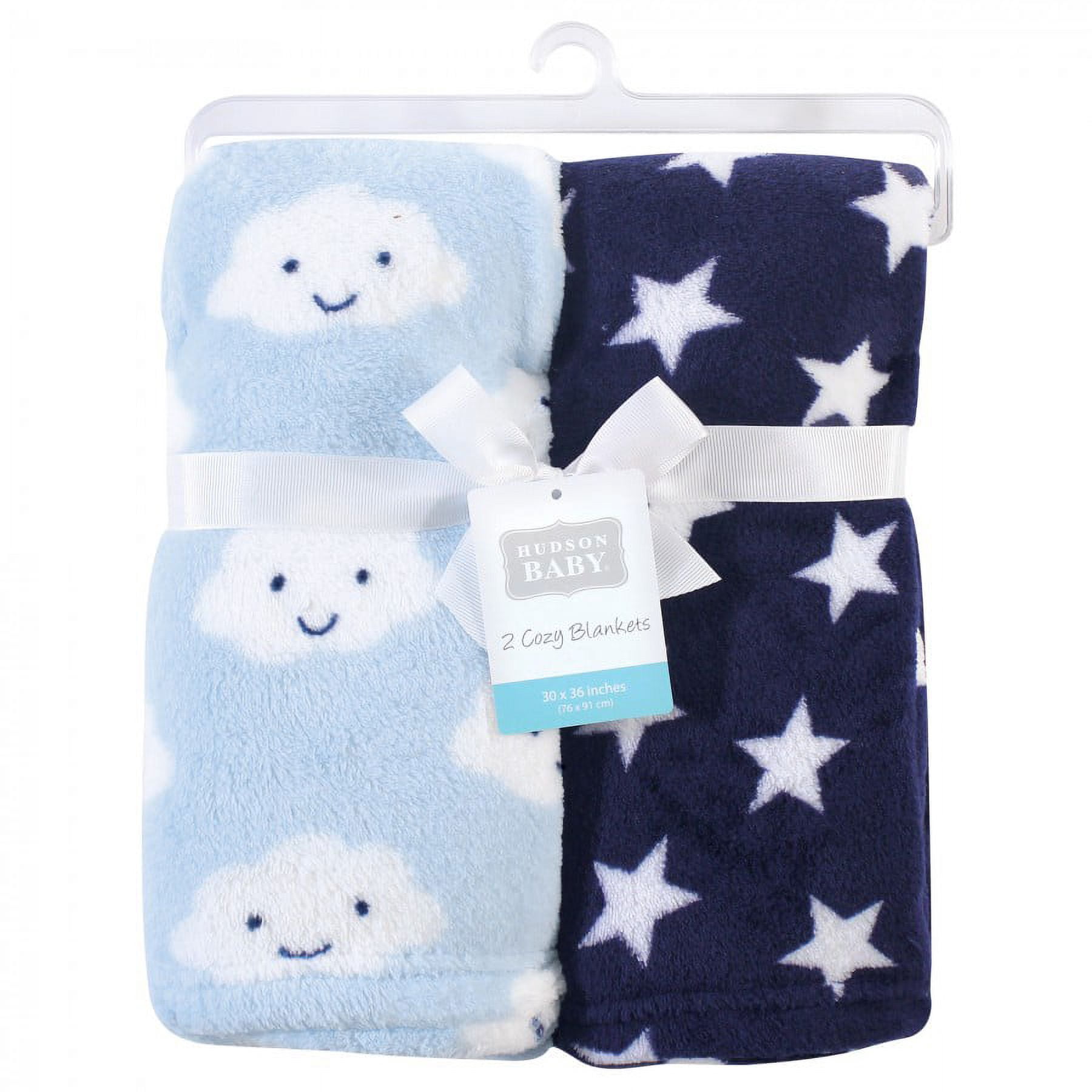 Hudson Baby Infant Boy Silky Plush Blanket, Cloud, 30x36 inches