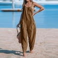 thumbnail image 5 of Cotton Linen Jumpsuits for Women Loose Casual Summer Outfits Dressy Sleeveless Pants Rompers with Pockets, 5 of 5