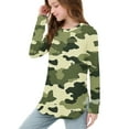thumbnail image 6 of OVBMPZD Long Sleeve Shirts for Girls Camo Lightweight Green Tunic Pullover Side Split Crewneck Blouses Girls Blouse Size 9 Years, 6 of 6