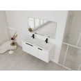 thumbnail image 6 of 48 Inch Wall Mounted Bathroom Vanity with Double Resin Sink and Three Soft Close Doors White Plywood Space Saving Storage, 6 of 9