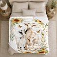thumbnail image 4 of Three Goats Posed Together Among Golden Sunflowers, Soft Flannel Blanket with Pastoral Animal Watercolor Print, Housewarming Gift and Home Decor for Bedroom and Living Room, 4 of 7