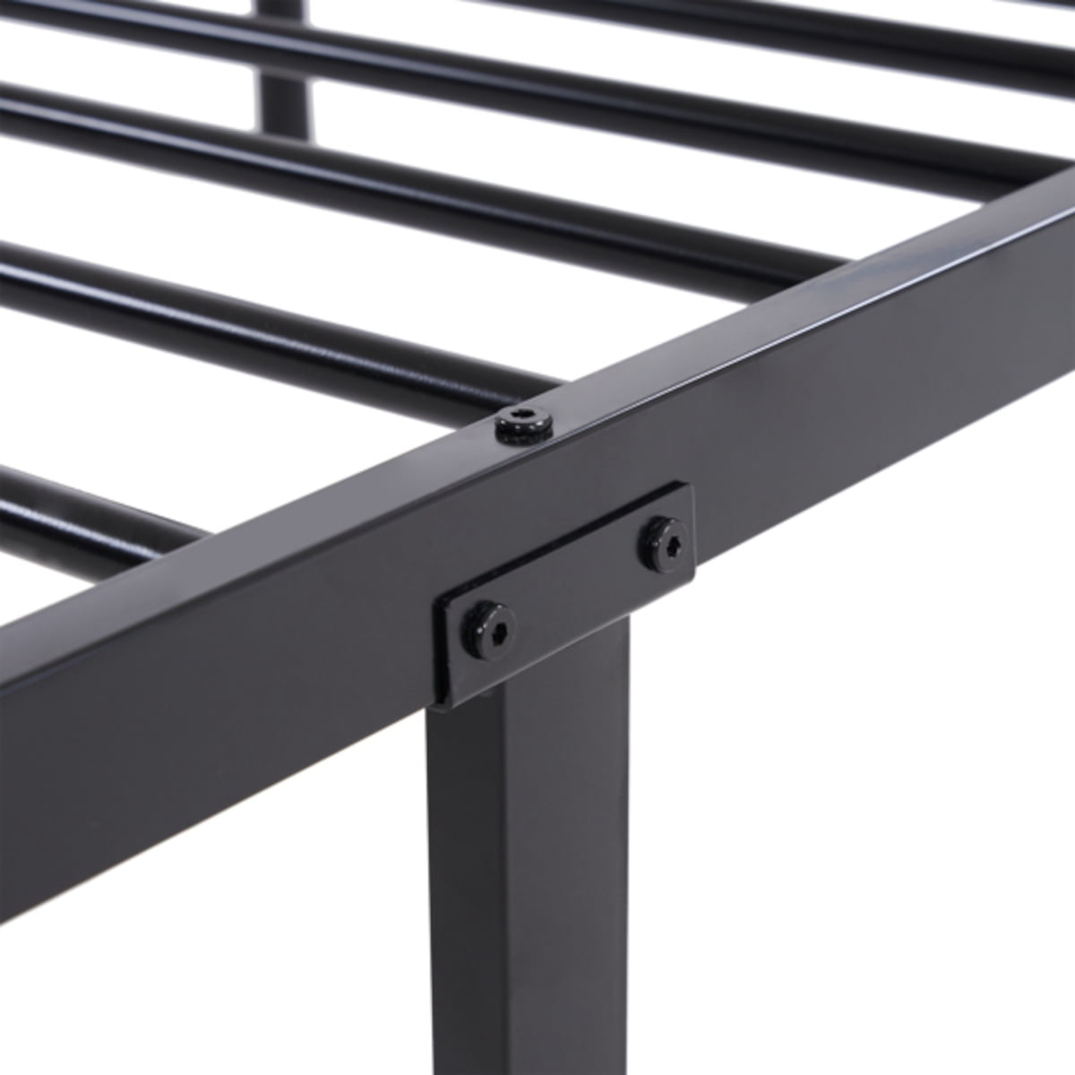 Alvantor Twin over Twin Metal Bunk Bed with Side Ladder and Safety Guardrails, Black