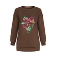 thumbnail image 5 of Womens Plus Size Blouses Fall Loose Fit Crew Neck Long Sleeve Bubble One Shoulder Mushroom Print Leisure Cotton Sweatshirt Hoodie(Brown,XL), 5 of 7