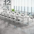 thumbnail image 1 of Tribesigns 78.74-Inch White and Black Conference Table, Large Office Meeting Seminar Desk with Metal Legs and Adjustable Foot Pads, Seats 6–8, Only Table Included, 1 of 5
