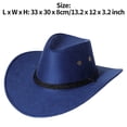 thumbnail image 3 of iiniim Felt Cowboy Hat American Western Wide Brim Sun Hat Outdoor Riding Drawstring Hat Navy Blue One Size, 3 of 3
