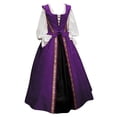 thumbnail image 2 of Womens Halloween Costumes 2024 Cosplay Gothic Dresses Women's Court Style Dress Fashion Big Swing Vintage Long Sleeve Square Neck Waist Wrap Two Piece Dress, 2 of 6