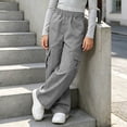 thumbnail image 6 of Mitankcoo Girls Cargo Pants Elastic Waist Wide Leg Multi Pockets Loose Casual Trousers for Kids School Daily 5-15Y, 6 of 8