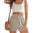 thumbnail image 2 of Women Summer Casual Wide Leg Loose High Waist Drawstring Dressy Shorts 2026 Beach Vacation Clothes Khaki M, 2 of 7