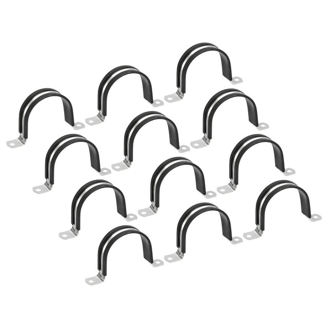 Unique Bargains 22Pack 1-7/8' Cable Clamp U Shape Stainless Steel Rubber Cushioned Pipe Strap