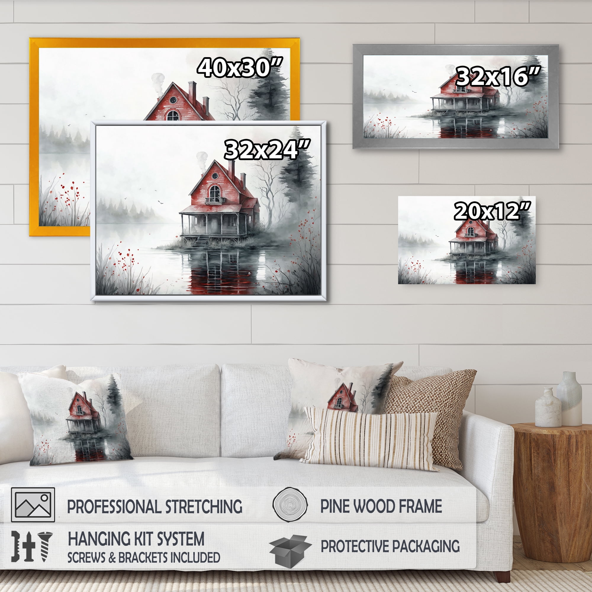 Designart Lake House Cottage I Canvas Wall Art