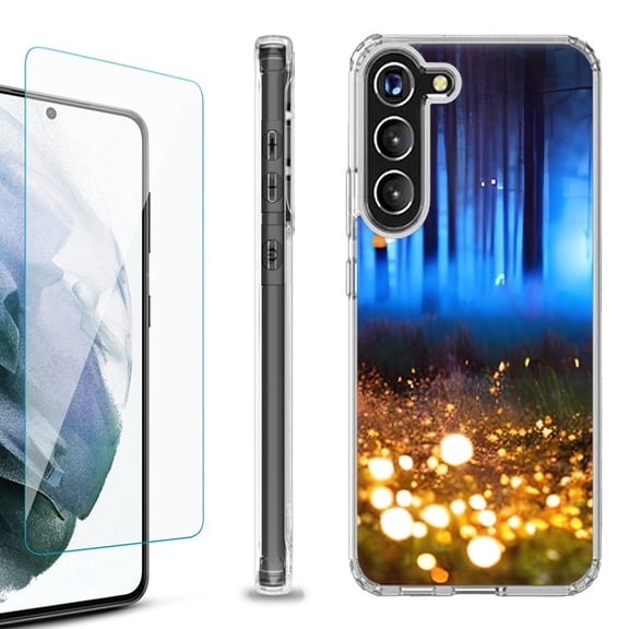 OneToughShield ® for Samsung Galaxy S23  S23 Plus 5G Shockproof Bumper Phone Case, with Tempered Glass Screen Protector - Fireflies