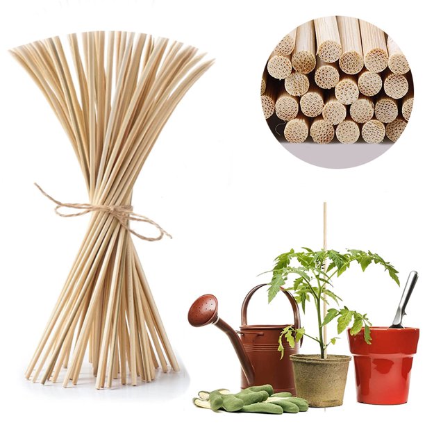 50Pcs Bamboo Plant Stakes for Wood Garden Sticks，Wooden Plant Supports