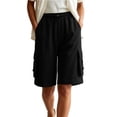 thumbnail image 3 of Outdoor Cargo Shorts for Women Ihhxva Relaxed Fit Multi-Pocket Elastic Waist Adjustable Solid Color Casual Work S-3XL, 3 of 7