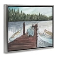 thumbnail image 4 of Stupell Industries Canoes at Lake Dock Landscape Painting Gray Floater Framed Canvas Art Print Wall Art, 21 x 17, 4 of 10
