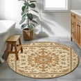 thumbnail image 5 of Orange Boho Round Rug 3ft Washable Circle Entryway Rugs Non Slip Ethnic Geometric Southwestern Retro Area Rug Indoor Floor Carpet for Bedroom Kitchen Living Room Home Office Dining Room Nursery, 5 of 8