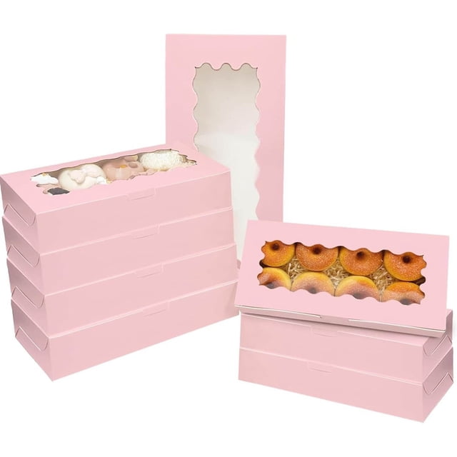 Paquete de 50 cajas de galletas con ventana, dos usos, caja de pastelería y panadería para embalaje