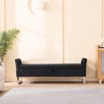 thumbnail image 2 of 67.91" Black Velvet Armrest Storage Bench. Suited For Different Applications - Living Room, Bedroom, Entryway. Hidden Compartment Pillows, Books. Comfortable With Solid Wood Frame. Quick And Easy, 2 of 4