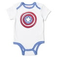 thumbnail image 4 of Marvel Avengers Captain America Newborn Baby Boys Bodysuit Pants and Hat 3 Piece Outfit Set Newborn to Infant, 4 of 5