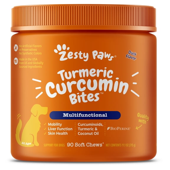Zesty Paws Turmeric Curcumin Bites Duck Flavor Dog Supplement, 90 Count