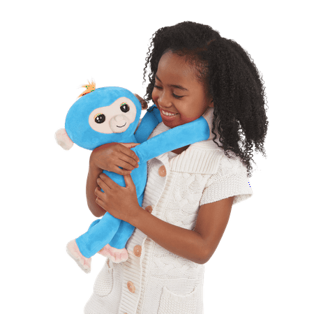 WowWee - Fingerlings HUGS BORIS - Friendly Interactive Plush Monkey Toy - Blue