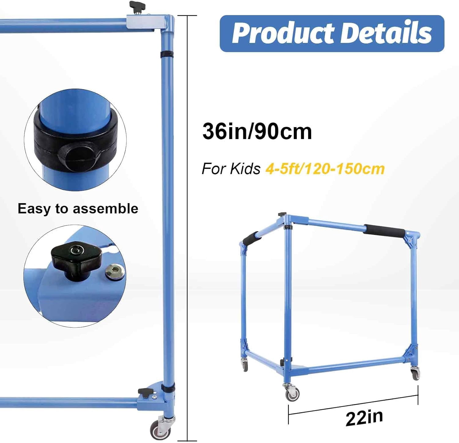 GanFindX Folding Skater Aid for Kids, Roller Skating Trainer for Beginners, Inline Skate Balance Walker (36"/Blue)